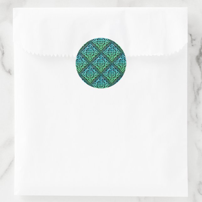Celtic Knot - Diamond Blue Green Classic Round Sti Sticker (Bag)