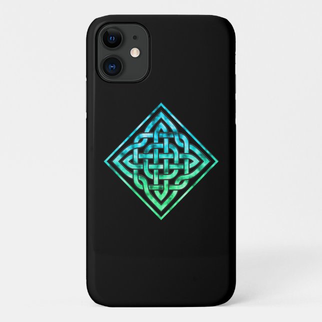 Celtic Knot - Diamond Blue Green iPhone 11 Case (Back)