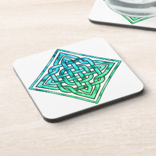 Celtic Knot - Diamond Blue Green White Coaster