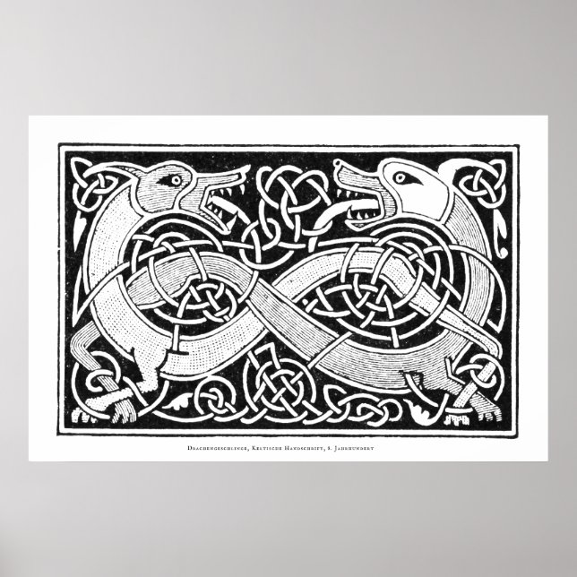 Celtic Knot Dragon Art Poster (Front)