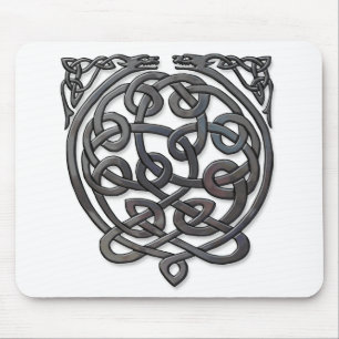 Celtic Knot Dragons – Black Chrome Mouse Mat