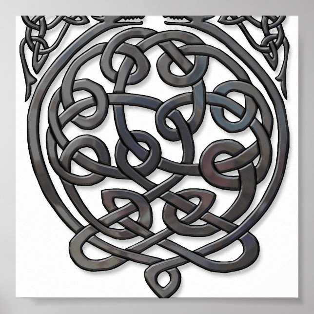 Celtic Knot Dragons – Black Chrome Poster (Front)