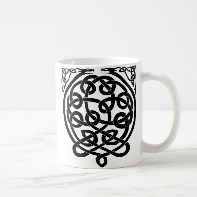 Celtic Knot Dragons – Black & White Coffee Mug (Right)
