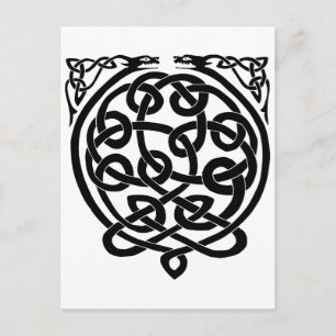 Celtic Knot Dragons – Black & White Postcard