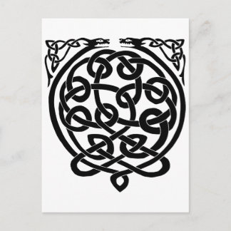 Celtic Knot Dragons – Black & White Postcard