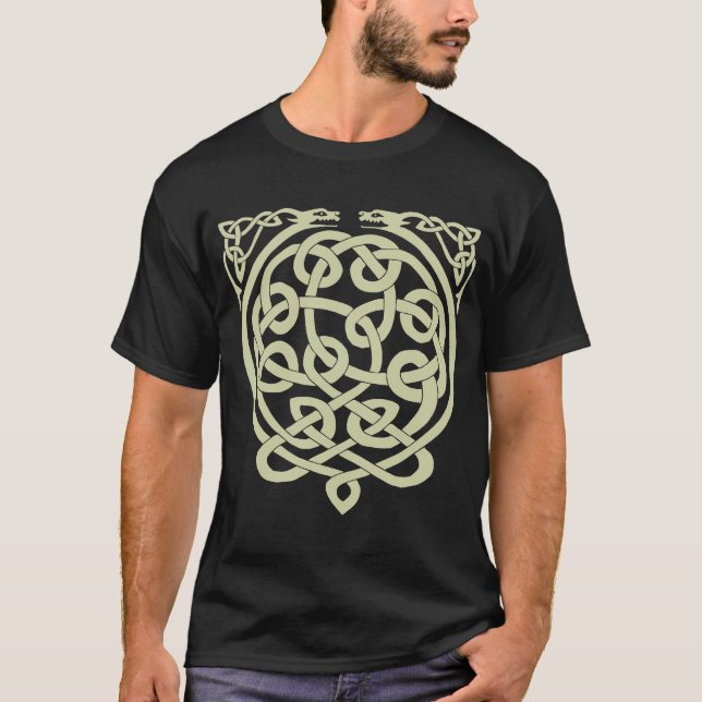 Celtic Knot Dragons – Black & White T-Shirt (Front)