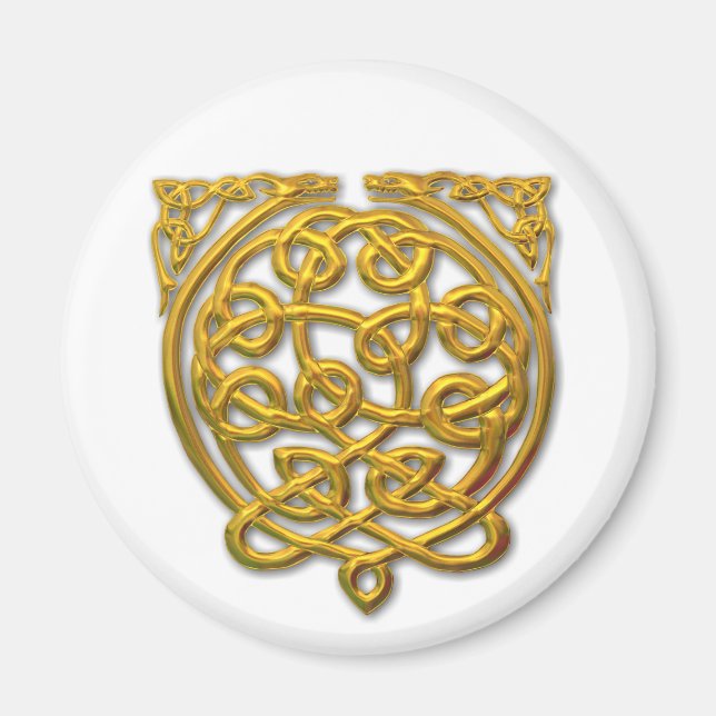 Celtic Knot Dragons – Gold Magnet (Front)