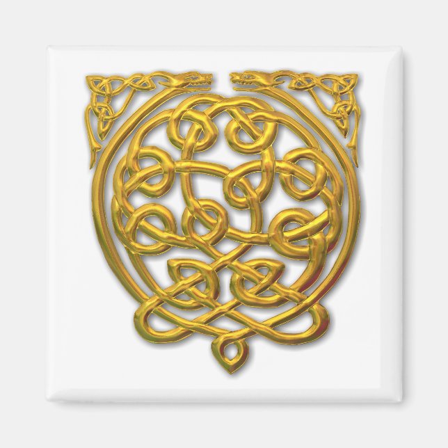 Celtic Knot Dragons – Gold Magnet (Front)