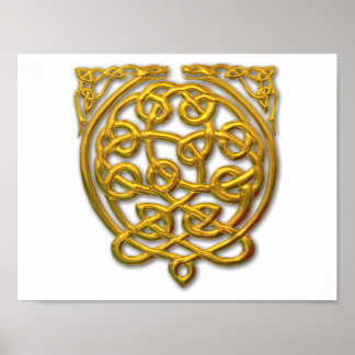 Celtic Knot Dragons – Gold Poster