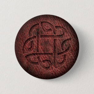 Celtic knot embossed leather 6 cm round badge