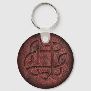 Celtic knot embossed leather key ring