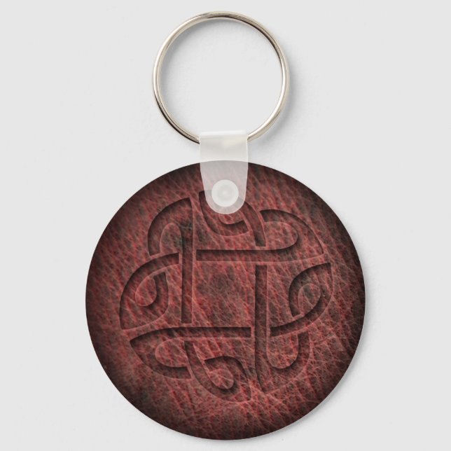 Celtic knot embossed leather key ring (Front)