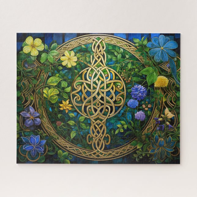 Celtic Knot Flowers Knotwork Jigsaw Puzzle (Horizontal)