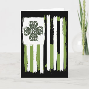Celtic Knot Four Leaf Clover Stripes Design St Pat Card