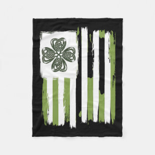 Celtic Knot Four Leaf Clover Stripes Design St Pat Fleece Blanket
