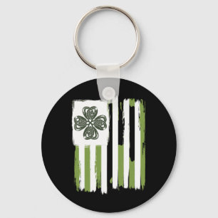 Celtic Knot Four Leaf Clover Stripes Design St Pat Key Ring
