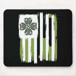 Celtic Knot Four Leaf Clover Stripes Design St Pat Mouse Mat