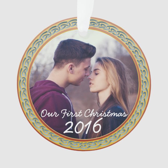 Celtic Knot Frame & "Our First Christmas" Ornament (Front)