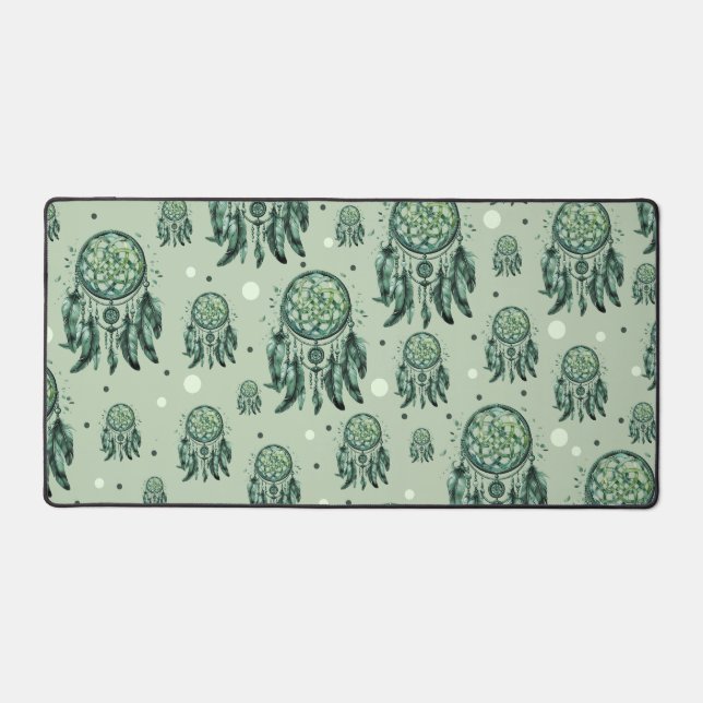 Celtic Knot Green Dreamcatcher Desk Mat (Front)