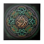 Celtic Knot Green Gold Knotwork Tile<br><div class="desc">Celtic Knot Green Gold Knotwork</div>