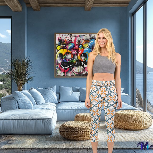 Celtic Knot Harmony - Orange & Green Elegance Capri Leggings (Creator Uploaded)