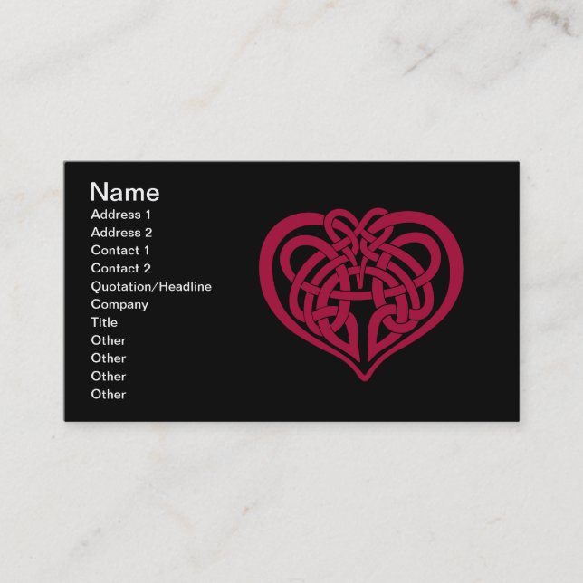 Celtic Knot heart Business Card (Front)