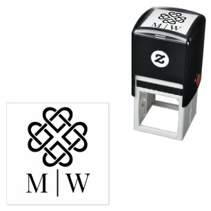Celtic Knot Hearts Wedding Couple Initials Self-inking Stamp