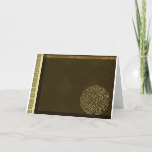 Celtic knot in dark brown with gold accent card