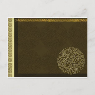 Celtic knot in dark brown with gold accent postcard