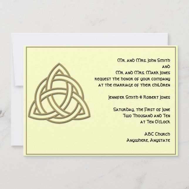 Celtic Knot in Gold and Ivory Wedding Invitation (Front)