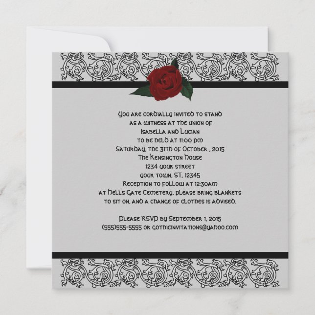 Celtic Knot Infinity Rose Goth Wedding Invitation (Front)