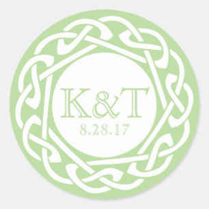 Celtic Knot Initials - Jade Classic Round Sticker