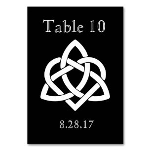 Celtic Knot Initials - Table card - Black