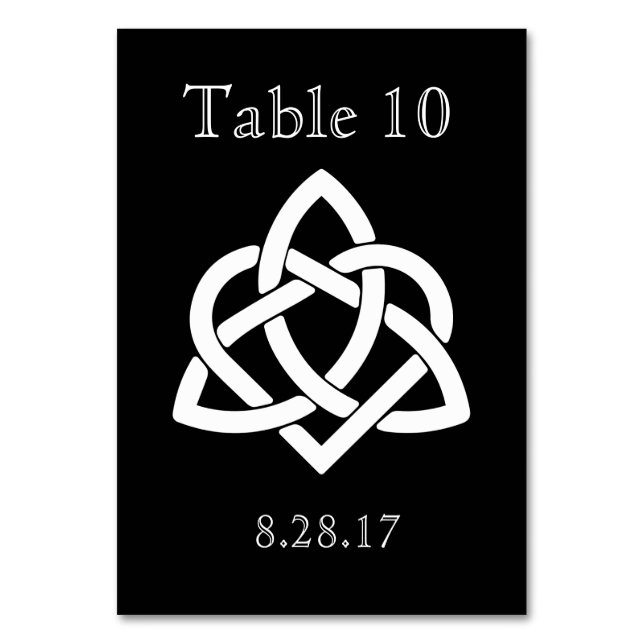 Celtic Knot Initials - Table card - Black (Front)