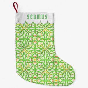 Celtic Knot Irish Braid Pattern Green Personalised Small Christmas Stocking