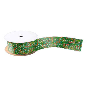 Celtic Knot Irish Braid Pattern Green Pretty Satin Ribbon