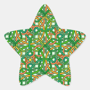Celtic Knot Irish Braid Pattern Green Pretty Star Sticker