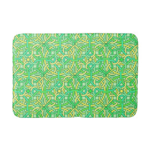 Celtic Knot Irish Braid Pattern Green Yellow Bath Mat