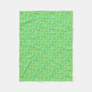 Celtic Knot Irish Braid Pattern Green Yellow Fleece Blanket