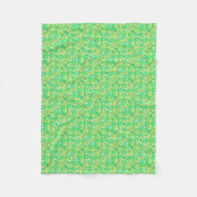 Celtic Knot Irish Braid Pattern Green Yellow Fleece Blanket (Front)