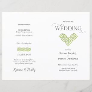 Celtic Knot Irish green wedding program   