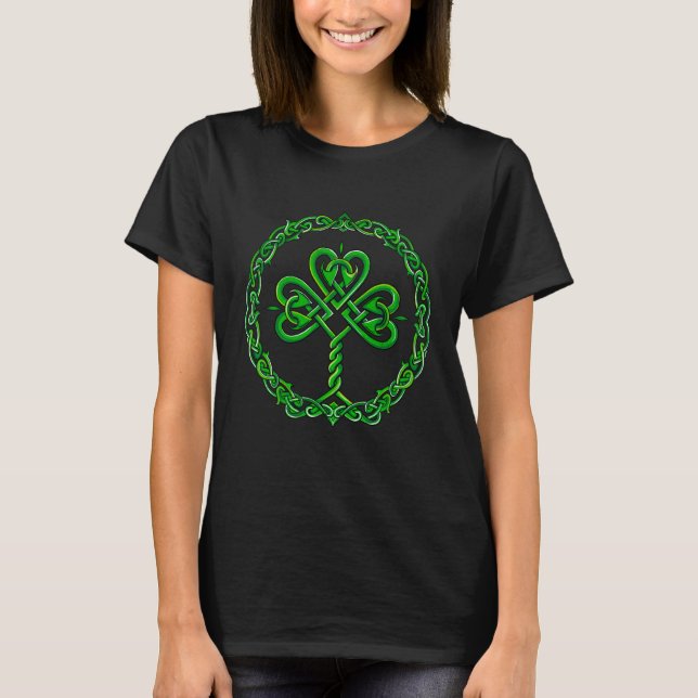 Celtic Knot Irish Shamrock 3 Leaf C St Pats Day T-Shirt (Front)