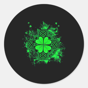 Celtic Knot Irish Shamrock Three Leaf Clover St Pa Classic Round Sticker