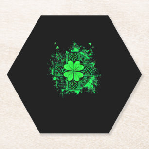 Celtic Knot Irish Shamrock Three Leaf Clover St Pa Paper Coaster