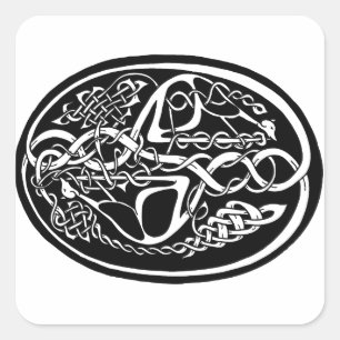 Celtic Knot Kangaroo Black and White Square Sticker