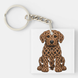 Celtic Knot Labradoodle Dog Art Key Ring