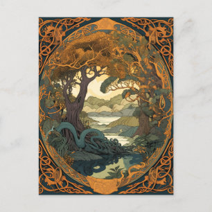 Celtic Knot Landscape Tree Knotwork Postcard