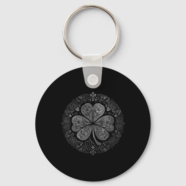 Celtic Knot Leaf Shamrock Funny St Patricks Day Me Key Ring (Front)
