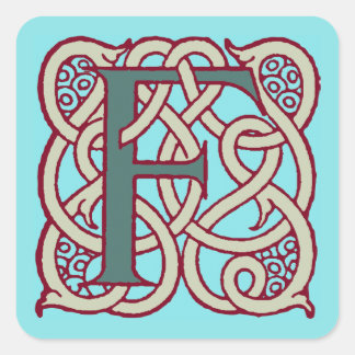 Celtic Knot letter initial monogram F Square Sticker