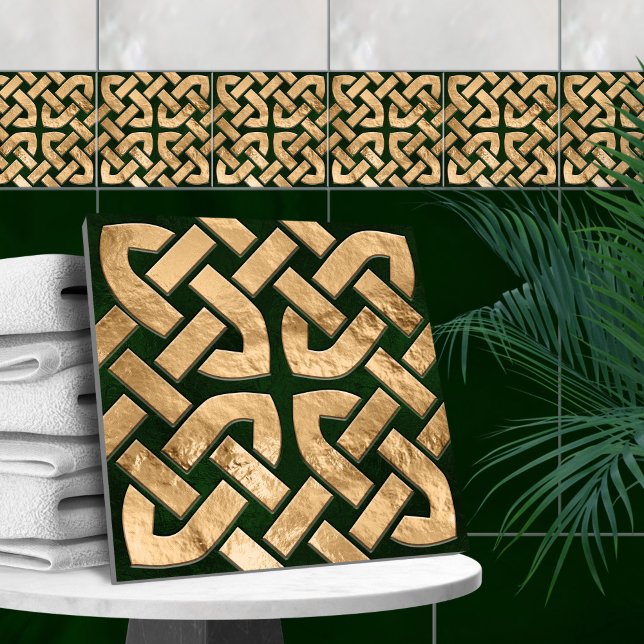 Celtic knot - malachite and gold tile (Creator Uploaded)